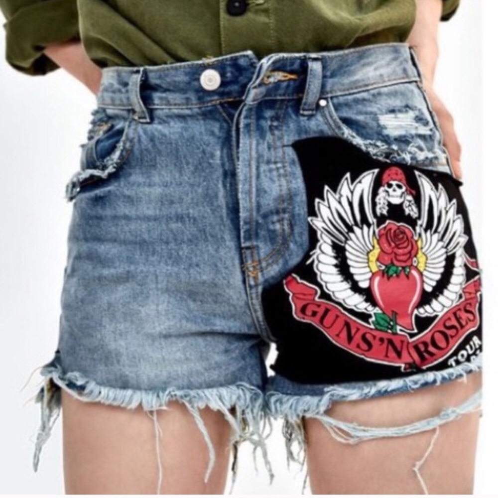 Zara Gun’s & Roses Ripped Shorts